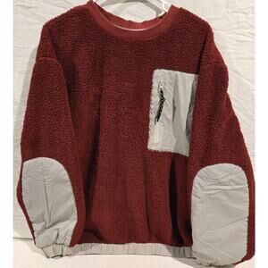 Womens UGG Sherpa Pullover Sweater Size Large Maroon / Silver